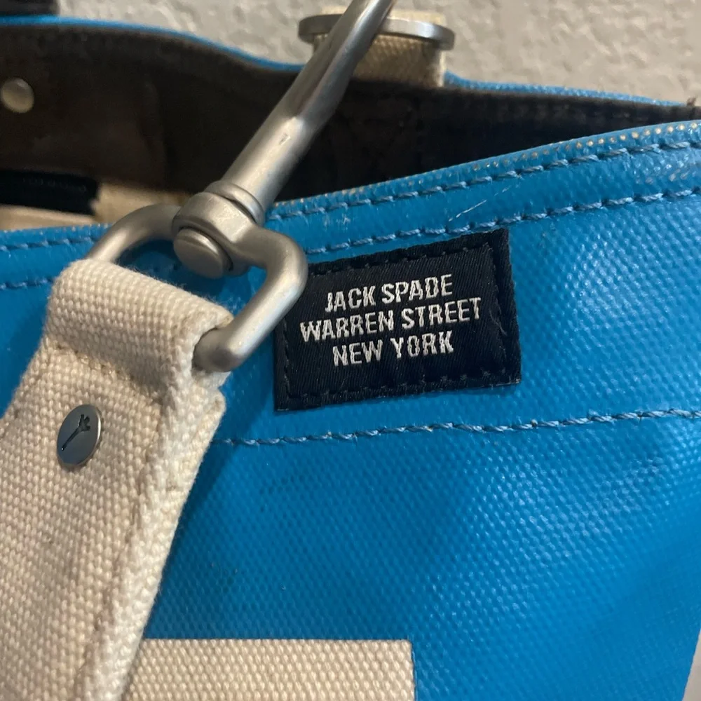 Canvas Tote Bag with Blue & Red Accent - Jack Spade